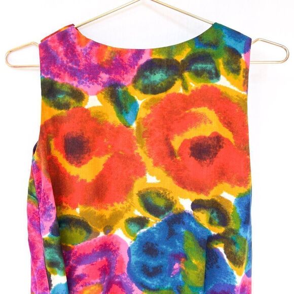 Vintage Kehaulani Hawaii Colorful Floral Sleeveless Shift Dress - Picture 7 of 8